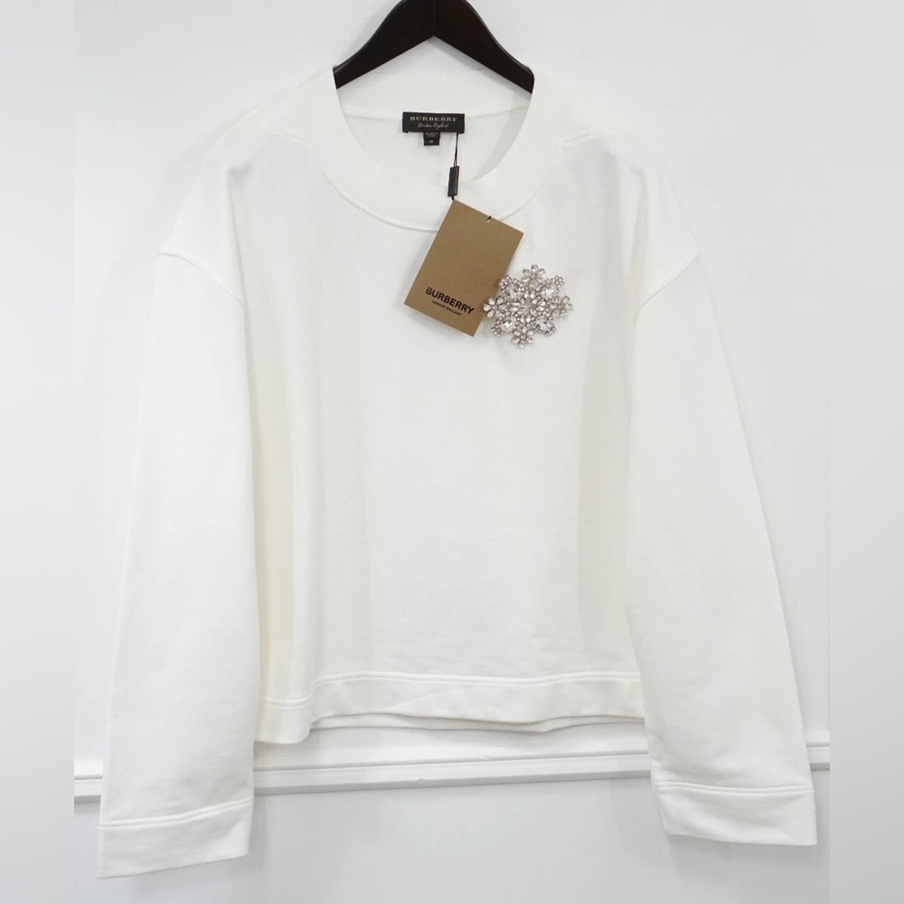 Burberry White Crewneck Sweatshirt
